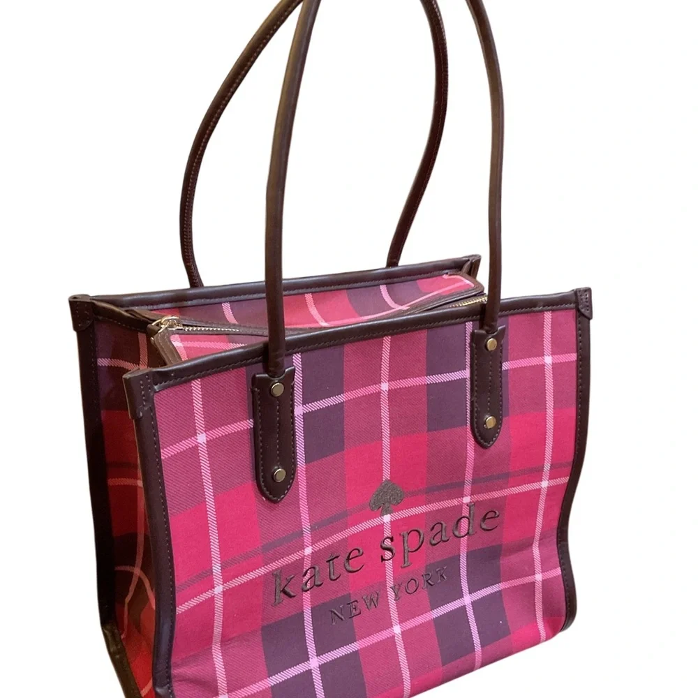 Kate Spade Pink Plaid Tote Bag